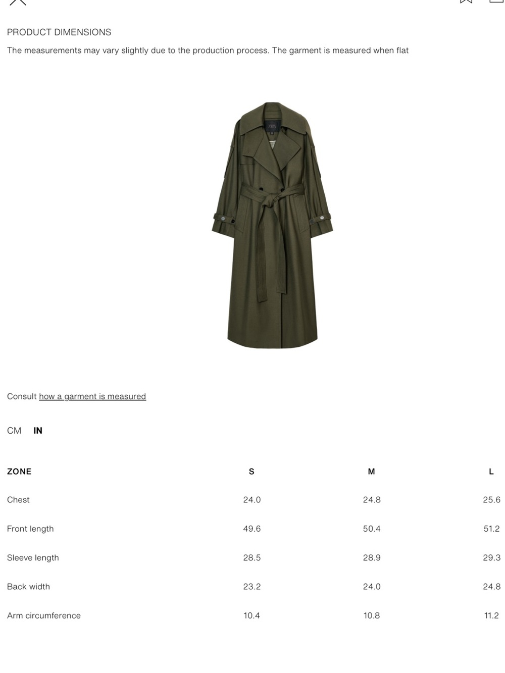 Zara Olive Trench Coat - Women's Oversized Long Coat - Picture 10 of 14